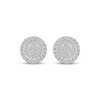 Thumbnail Image 2 of Baguette & Round-Cut Multi-Diamond Circle Halo Stud Earrings 3/4 ct tw 10K White Gold