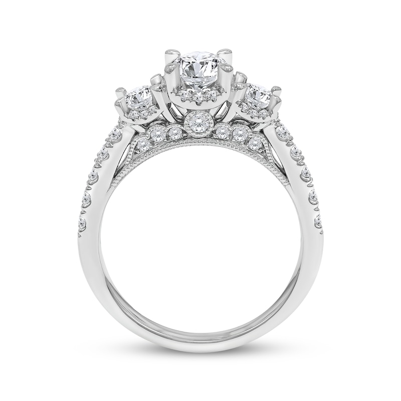 Main Image 2 of Adore Round-Cut Diamond Three-Stone Engagement Ring 1-1/2 ct tw 14K White Gold