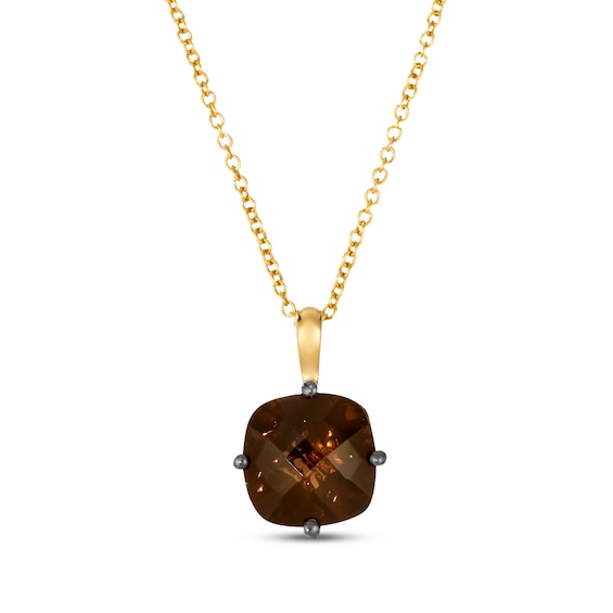 Le Vian Cushion-Cut Chocolate Quartz Necklace 14K Honey Gold™ 18"