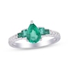Thumbnail Image 1 of Cirari Couture Pear-Shaped Natural Emerald & Diamond Ring 1/8 ct tw 14K White Gold