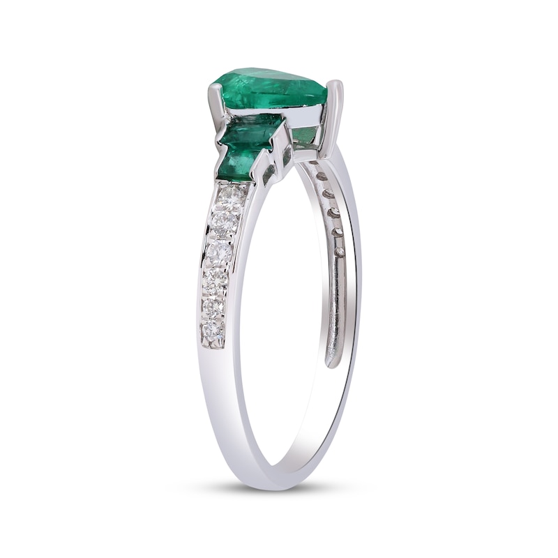 Main Image 2 of Cirari Couture Pear-Shaped Natural Emerald & Diamond Ring 1/8 ct tw 14K White Gold