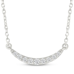 Diamond Curved Bar Necklace 1/8 ct tw Sterling Silver 18"