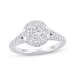 Adore Multi-Diamond Circle Engagement Ring 1-1/4 ct tw 14K White Gold