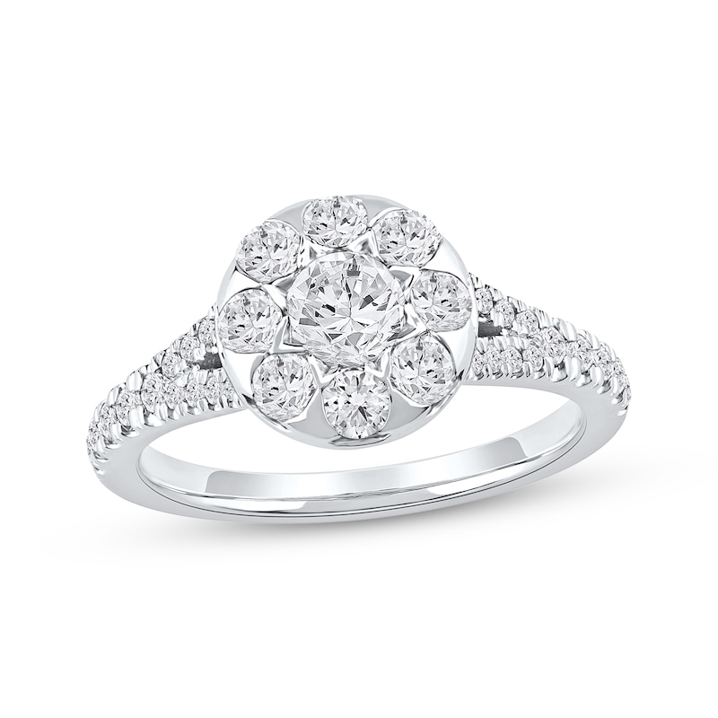 Main Image 1 of Adore Multi-Diamond Circle Engagement Ring 1-1/4 ct tw 14K White Gold