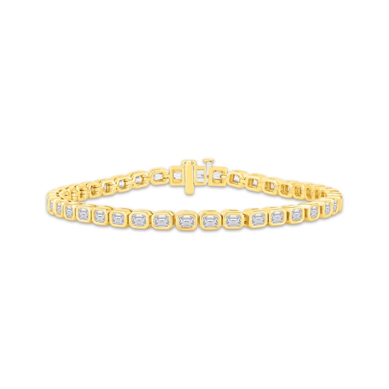 KAY Lab-Grown Diamonds Emerald-Cut Tennis Bracelet 5 ct tw 14K Yellow Gold 7.5"