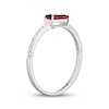 Thumbnail Image 2 of Baguette-Cut Garnet & White Lab-Created Sapphire Ring Sterling Silver