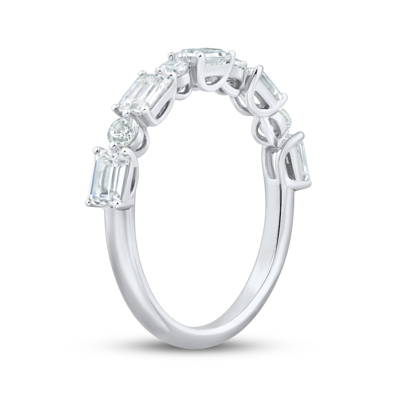 Main Image 2 of Adore Round and Emerald-Cut Diamond Anniversary Ring 1 ct tw 10K White Gold