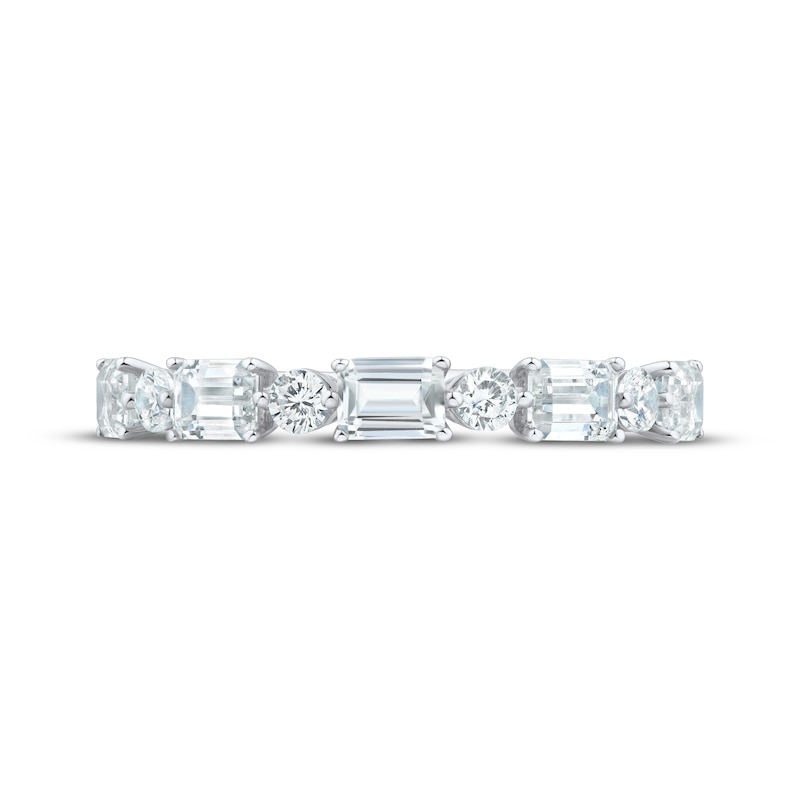 Main Image 3 of Adore Round and Emerald-Cut Diamond Anniversary Ring 1 ct tw 10K White Gold