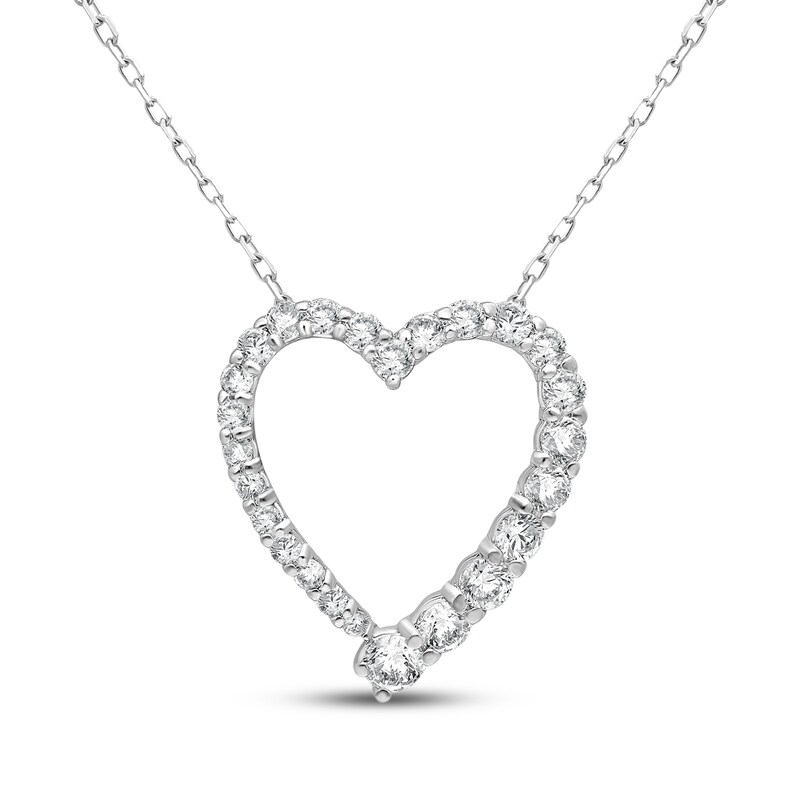 Main Image 1 of KAY Lab-Grown Diamonds Graduated Heart Necklace 1/2 ct tw 14K White Gold 18"