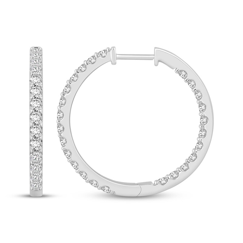Main Image 3 of Diamond Inside-Out Hoop Earrings 2 ct tw 10K White Gold