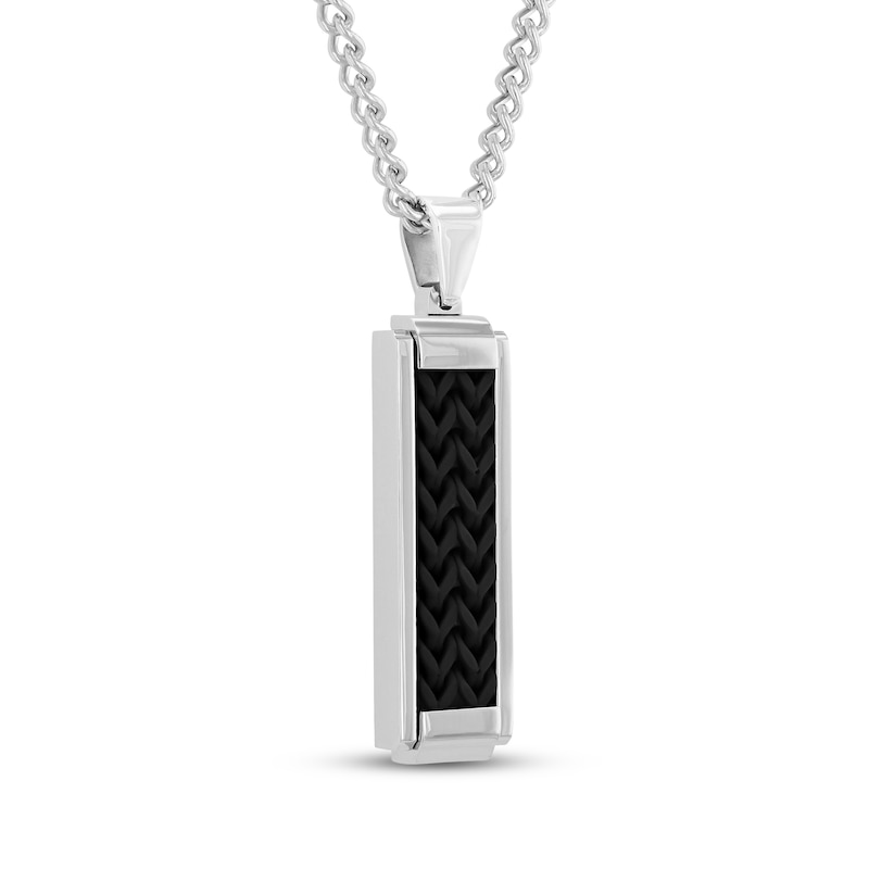 Main Image 2 of Men's Slender Dog Tag Necklace Stainless Steel & Black Ion Plating 24"
