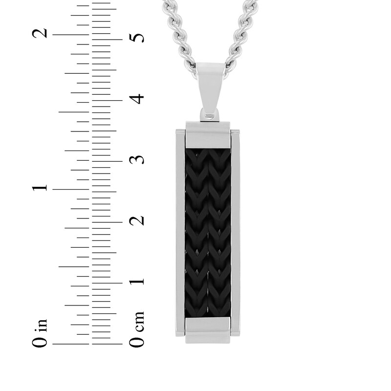 Main Image 4 of Men's Slender Dog Tag Necklace Stainless Steel & Black Ion Plating 24"