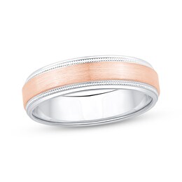 Men's Brushed Wedding Band 10K Two-Tone Gold 6mm