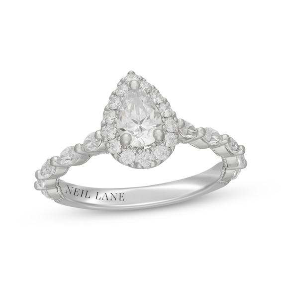Neil Lane Premiere Pear-Shaped Diamond Halo Engagement Ring 1-1/8 ct tw 14K White Gold