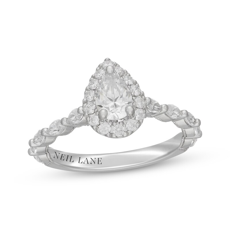 Main Image 1 of Neil Lane Premiere Pear-Shaped Diamond Halo Engagement Ring 1-1/8 ct tw 14K White Gold