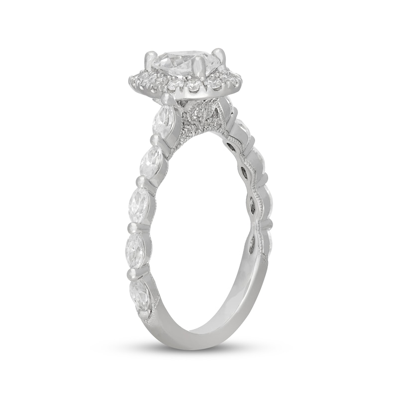 Main Image 2 of Neil Lane Premiere Pear-Shaped Diamond Halo Engagement Ring 1-1/8 ct tw 14K White Gold