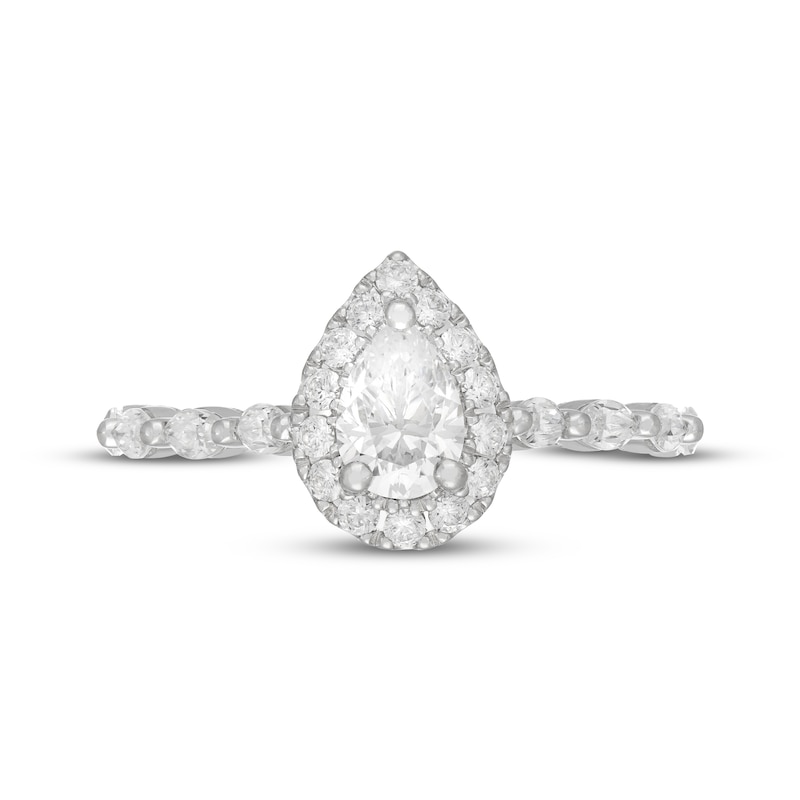 Main Image 3 of Neil Lane Premiere Pear-Shaped Diamond Halo Engagement Ring 1-1/8 ct tw 14K White Gold