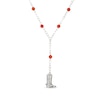 Thumbnail Image 1 of Chalcedony Bead & White Lab-Created Sapphire Cowboy Boot Necklace Sterling Silver 18"