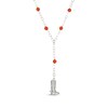 Thumbnail Image 2 of Chalcedony Bead & White Lab-Created Sapphire Cowboy Boot Necklace Sterling Silver 18"