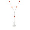 Thumbnail Image 3 of Chalcedony Bead & White Lab-Created Sapphire Cowboy Boot Necklace Sterling Silver 18"