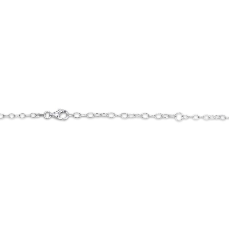 Main Image 4 of Chalcedony Bead & White Lab-Created Sapphire Cowboy Boot Necklace Sterling Silver 18"