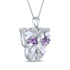 Thumbnail Image 2 of Amethyst, Lab-Created Opal & White Lab-Created Sapphire Butterfly Necklace Sterling Silver 18"