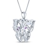 Thumbnail Image 3 of Amethyst, Lab-Created Opal & White Lab-Created Sapphire Butterfly Necklace Sterling Silver 18"