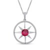 Thumbnail Image 1 of Lab-Created Ruby & White Lab-Created Sapphire Star Circle Necklace Sterling Silver 18"