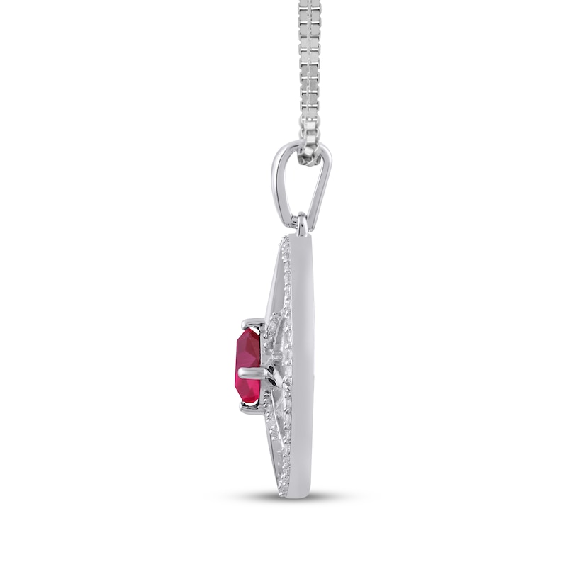 Main Image 2 of Lab-Created Ruby & White Lab-Created Sapphire Star Circle Necklace Sterling Silver 18"