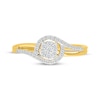 Thumbnail Image 4 of Multi-Diamond Bypass Halo Promise Ring 1/5 ct tw 10K Yellow Gold