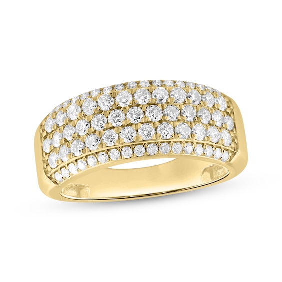 Men's Lab-Grown Diamond Five-Row Ring 1-1/2 ct tw 10K Yellow Gold