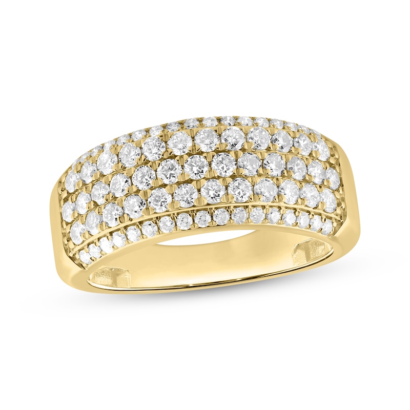 Main Image 1 of Men's Lab-Grown Diamond Five-Row Ring 1-1/2 ct tw 10K Yellow Gold