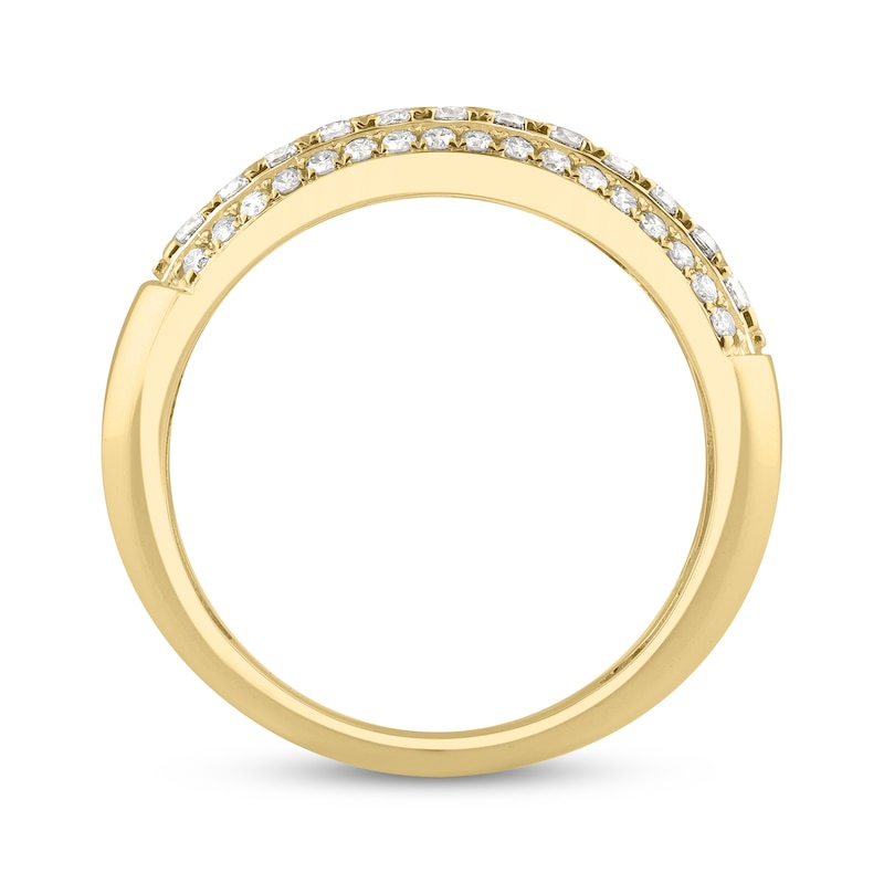 Main Image 3 of Men's Lab-Grown Diamond Five-Row Ring 1-1/2 ct tw 10K Yellow Gold