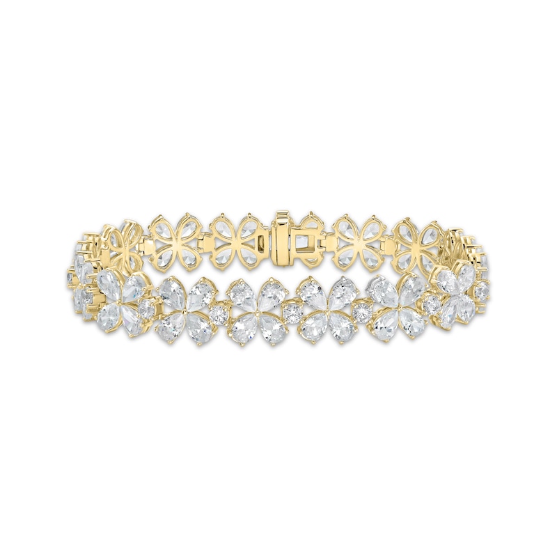Main Image 1 of Pear-Shaped & Round-Cut Lab-Grown Diamond Bracelet 18 ct tw 10K Yellow Gold 7"