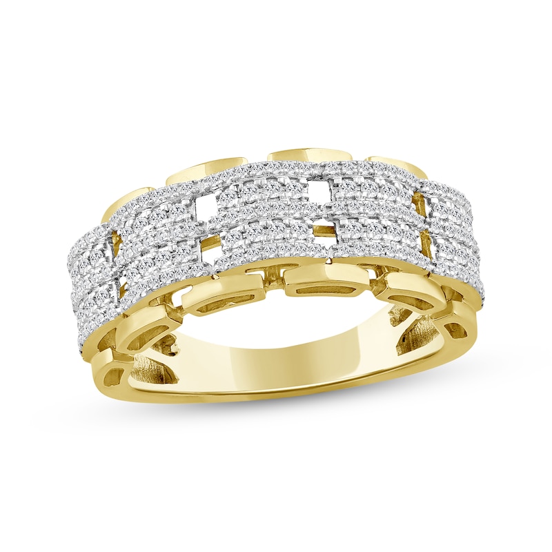 Main Image 1 of Men's Diamond Bismark Double-Row Ring 1/2 ct tw 10K Yellow Gold