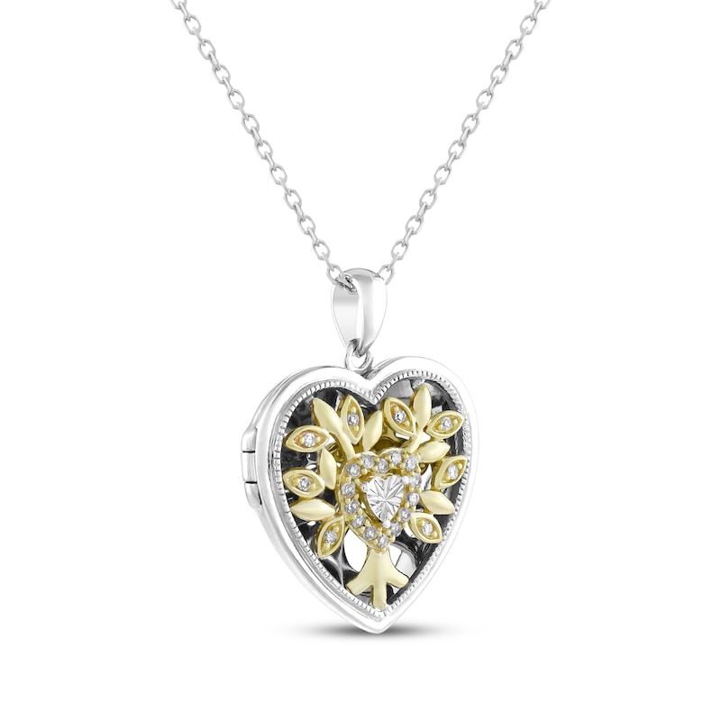 Main Image 2 of Diamond Heart Locket 1/10 ct tw Sterling Silver & 10K Yellow Gold 18"