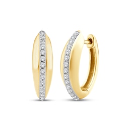 Diamond Curved Hoop Earrings 1/6 ct tw 10K Yellow Gold
