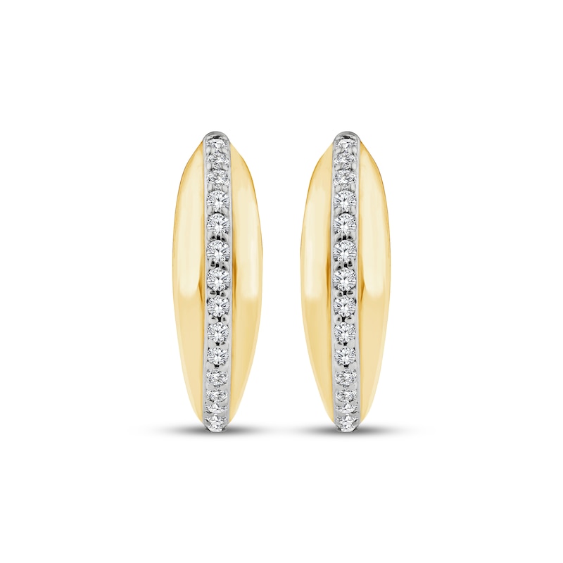 Main Image 2 of Diamond Curved Hoop Earrings 1/6 ct tw 10K Yellow Gold