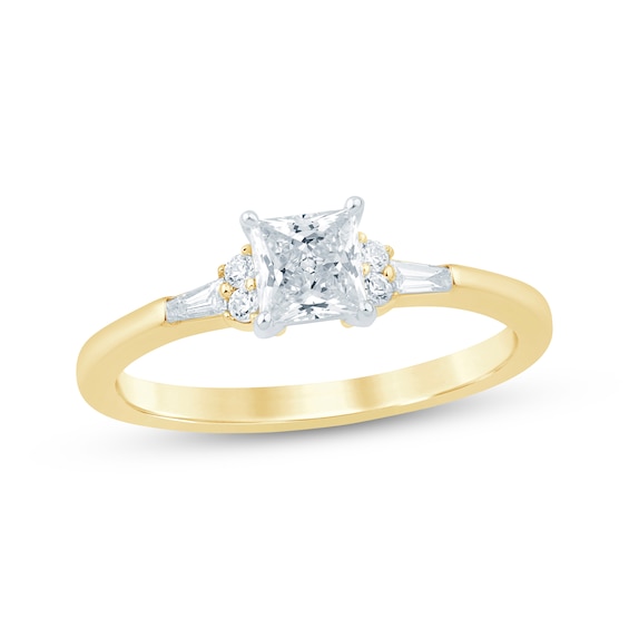 Lab-Grown Diamonds Princess-Cut Engagement Ring 3/4 ct tw 14K Yellow Gold