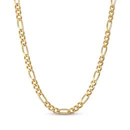5.6mm Diamond-Cut Figaro Chain Necklace 24K Yellow Gold Vermeil Sterling Silver 20"