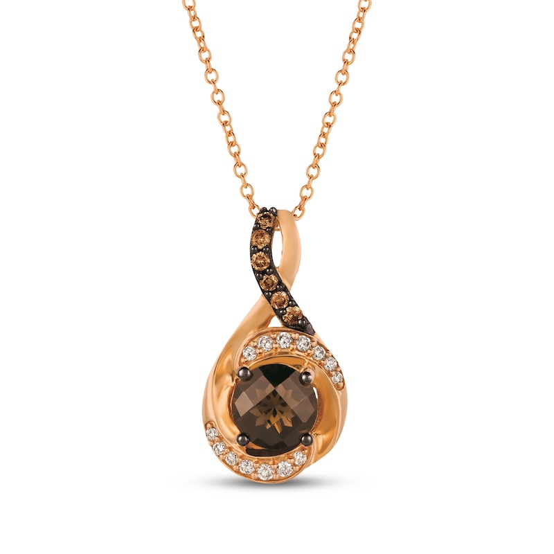 Main Image 1 of Le Vian Chocolate Quartz Necklace 1/8 ct tw Diamonds 14K Strawberry Gold 18"