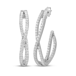 Diamond J-Hoop Earrings 1-1/2 ct tw 10K White Gold