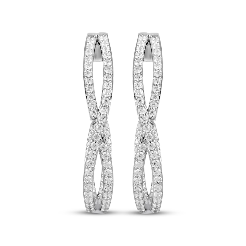 Main Image 2 of Diamond J-Hoop Earrings 1-1/2 ct tw 10K White Gold