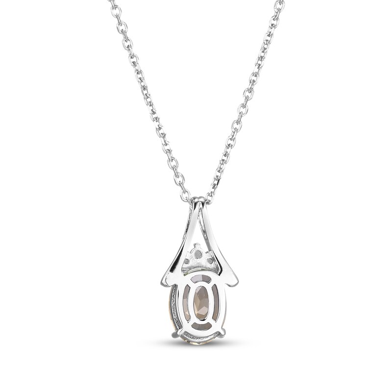Main Image 3 of Oval-Cut Citrine & White Lab-Created Sapphire Necklace Sterling Silver 18"