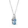 Thumbnail Image 2 of Oval-Cut Swiss Blue Topaz & White Lab-Created Sapphire Necklace Sterling Silver 18"
