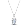 Thumbnail Image 3 of Oval-Cut Swiss Blue Topaz & White Lab-Created Sapphire Necklace Sterling Silver 18"