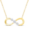 Thumbnail Image 1 of Memories Moments Magic Lab-Grown Diamond Three-Stone Sideways Infinity Necklace 1/3 ct tw 14K Yellow Gold-Plated Sterling Silver 18"