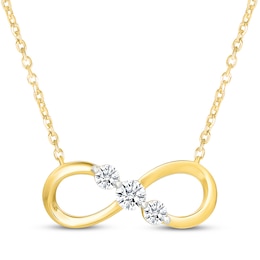 Memories Moments Magic Lab-Grown Diamond Three-Stone Sideways Infinity Necklace 1/3 ct tw 14K Yellow Gold-Plated Sterling Silver 18"