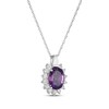 Thumbnail Image 2 of Oval-Cut Amethyst & White Lab-Created Sapphire Starburst Frame Necklace Sterling Silver 18"