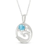 Thumbnail Image 2 of Oval-Cut Swiss Blue Topaz & White Lab-Created Sapphire Wave Necklace Sterling Silver 18"